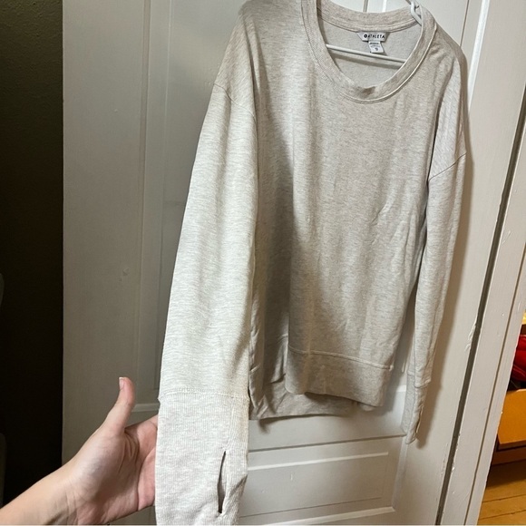 Athleta Coaster Luxe Recover Cozy Crewneck Sweater Sweatshirt Cream XS J2 - Picture 8 of 9